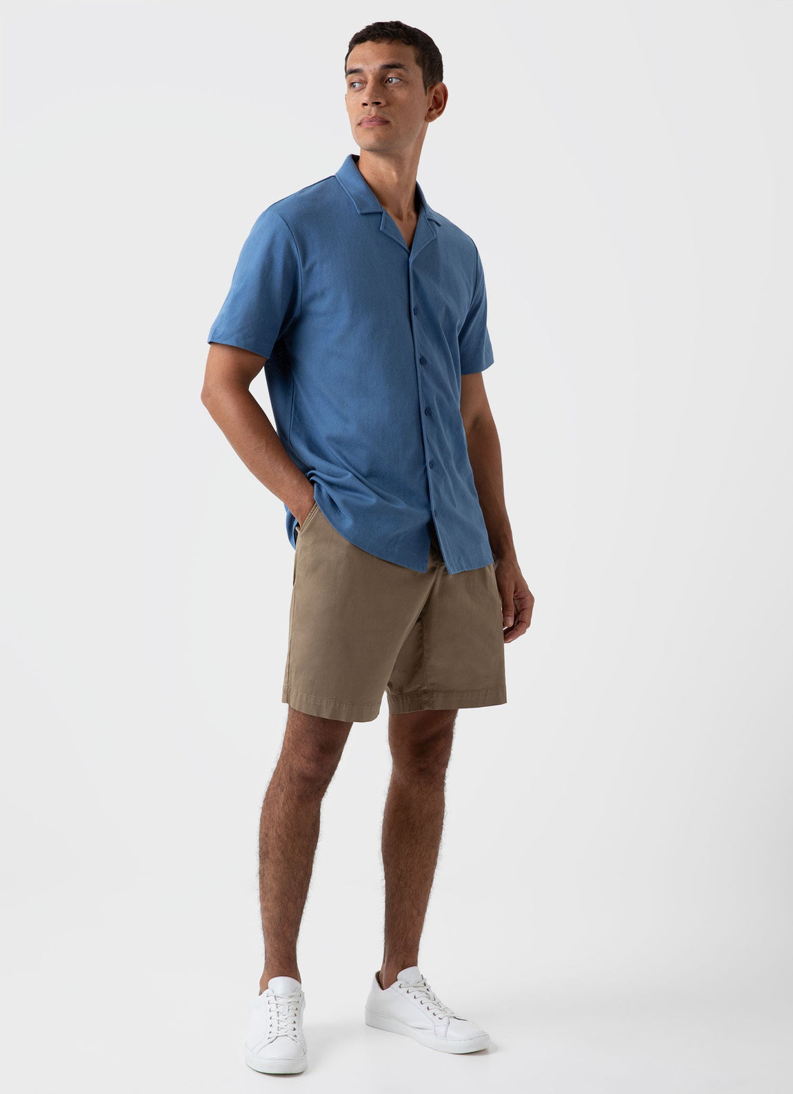 Men's Riviera Camp Collar Shirt in Bluestone