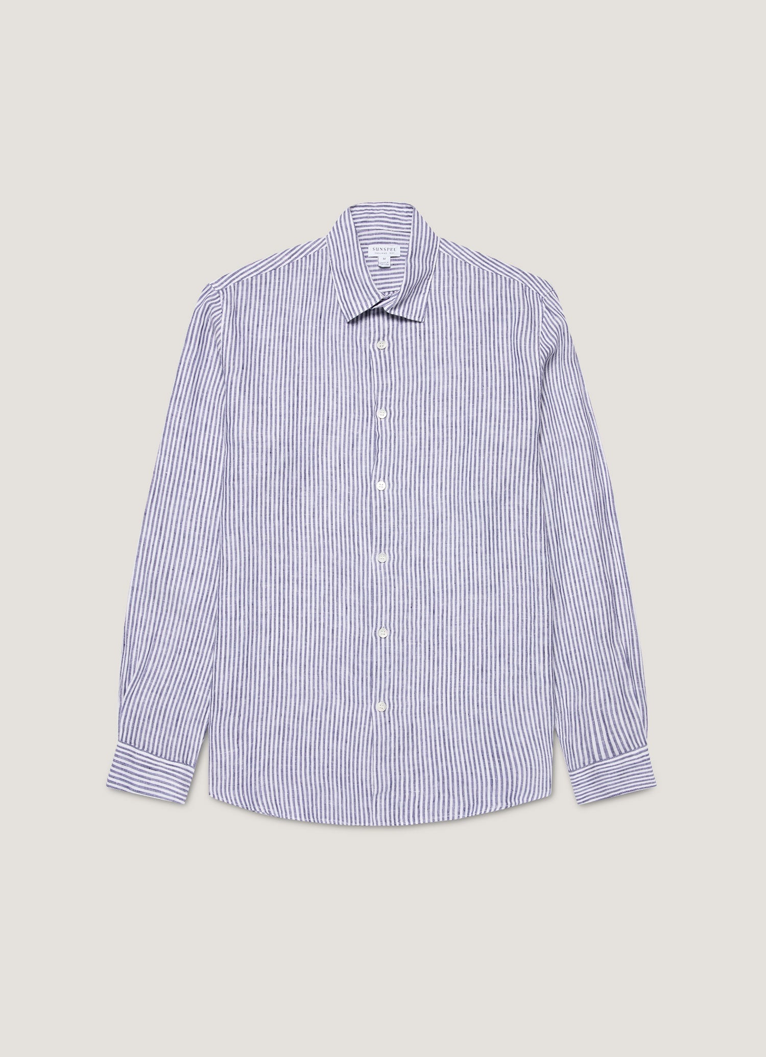 Men's Linen Shirt in Navy/White Linen
