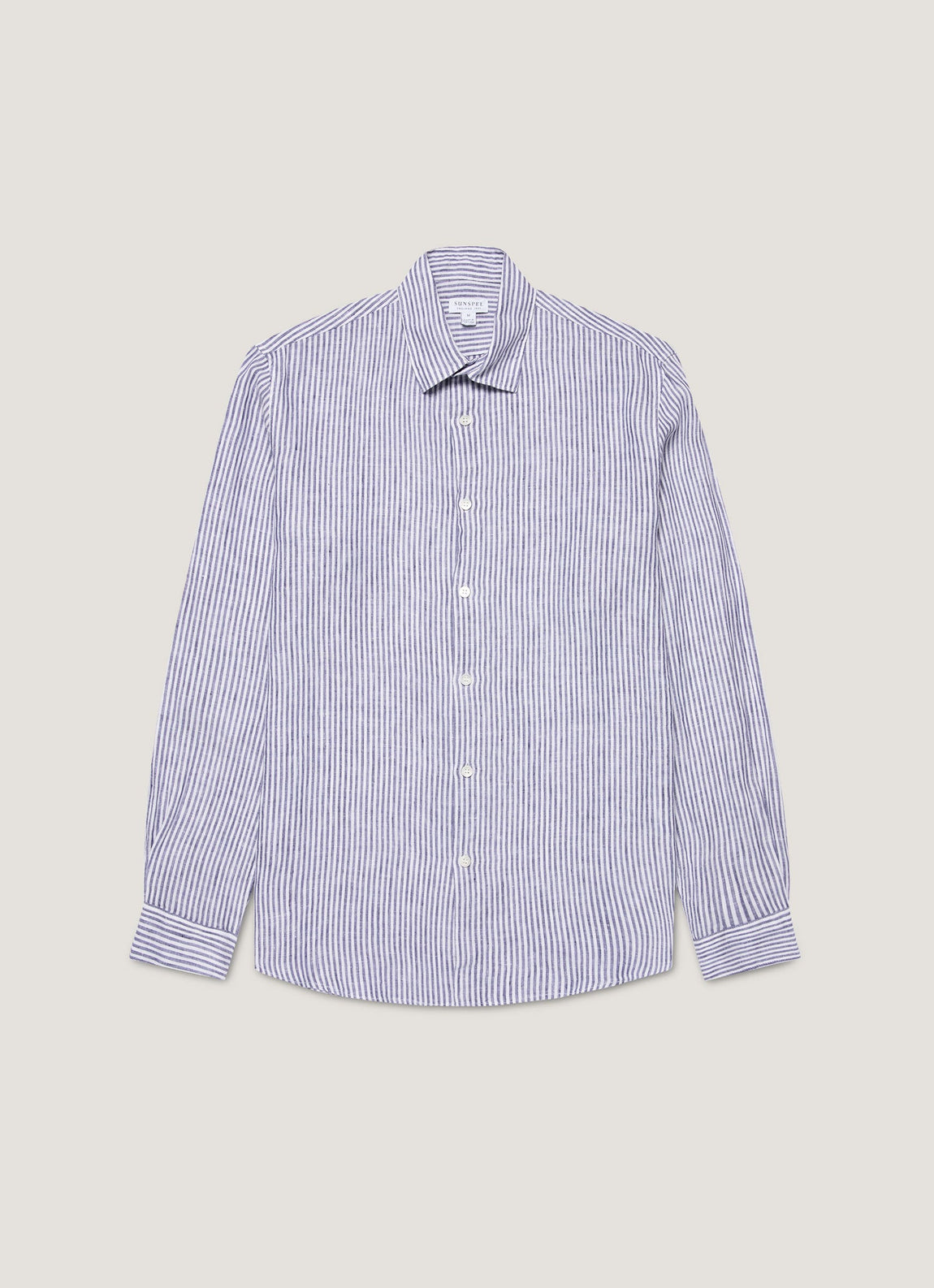 Men's Linen Shirt in White/Navy