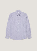 Men's Linen Shirt in White/Navy