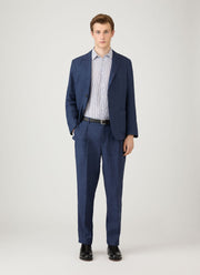 Men's Linen Shirt in White/Navy