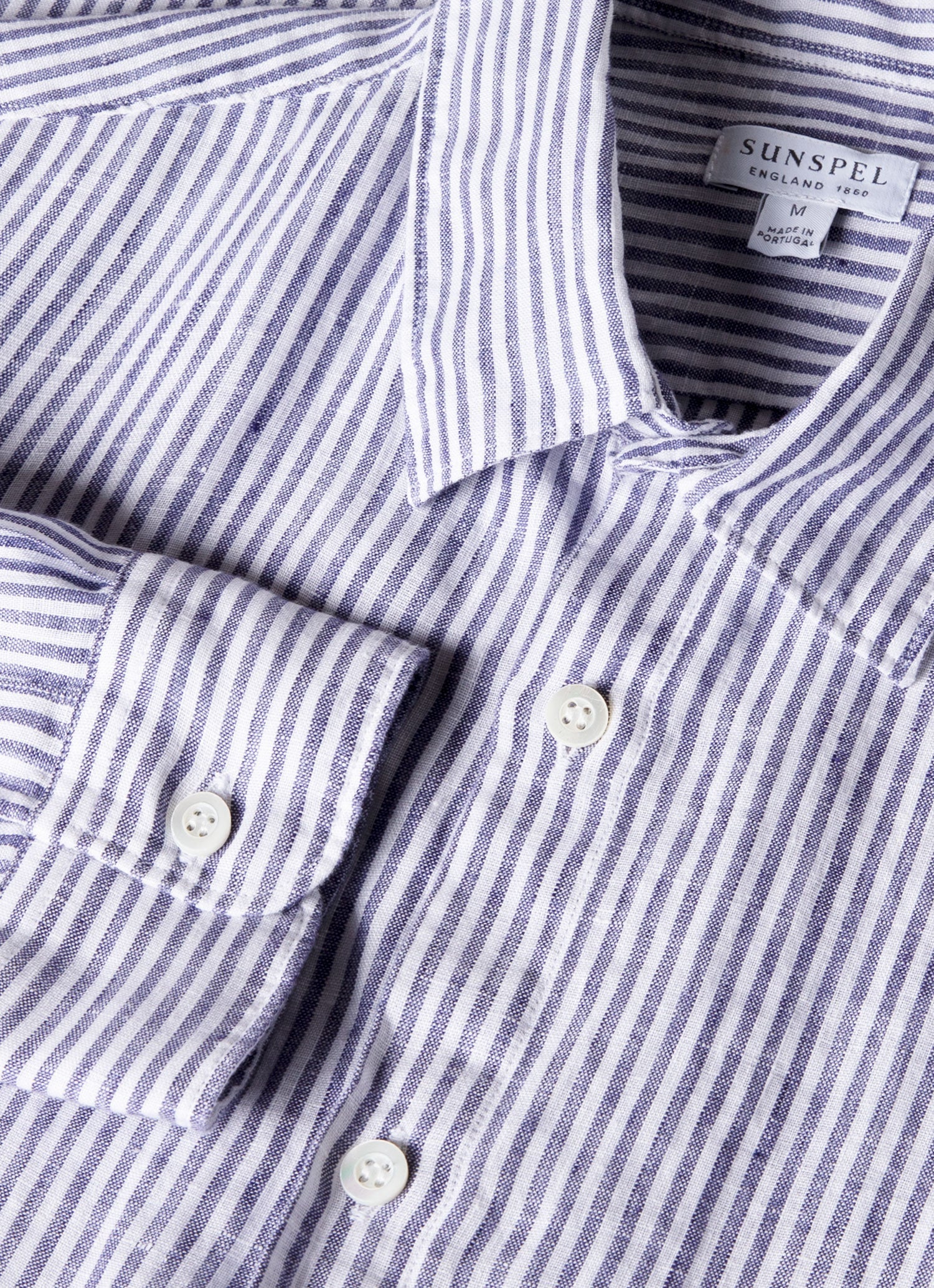 Men's Linen Shirt in Navy/White Linen