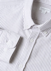 Men's Button Down Oxford Shirt in White/Navy