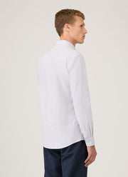 Men's Button Down Oxford Shirt in White/Navy