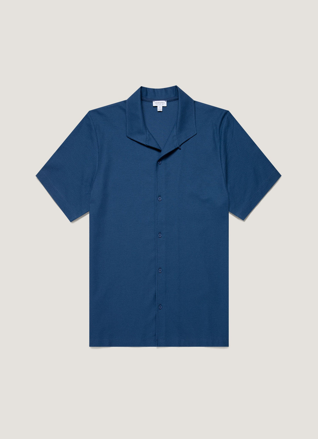 Men's Short Sleeve Textured Jersey Shirt in Soft Denim
