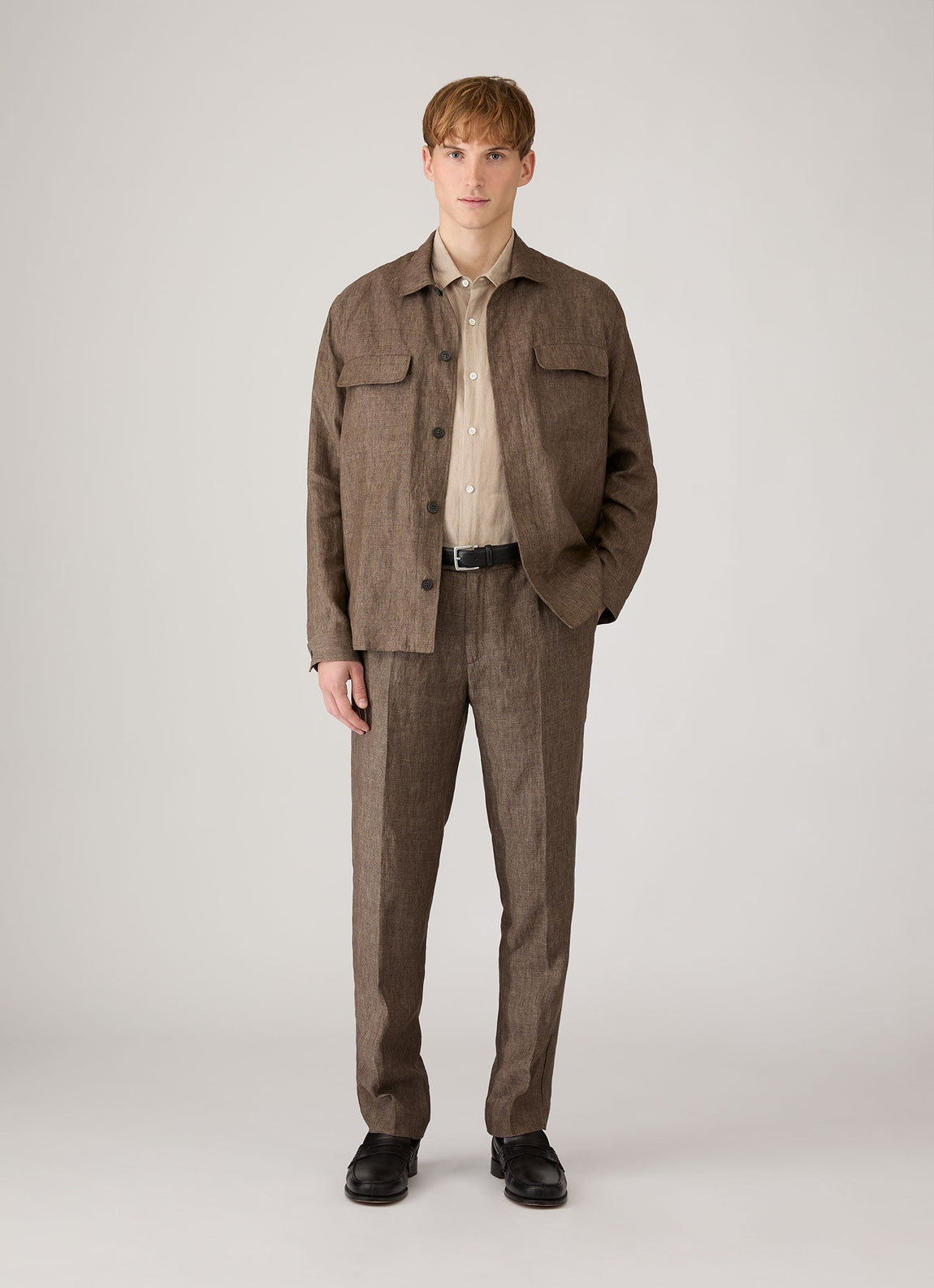 Men's Short Sleeve Linen Shirt in Hazelwood