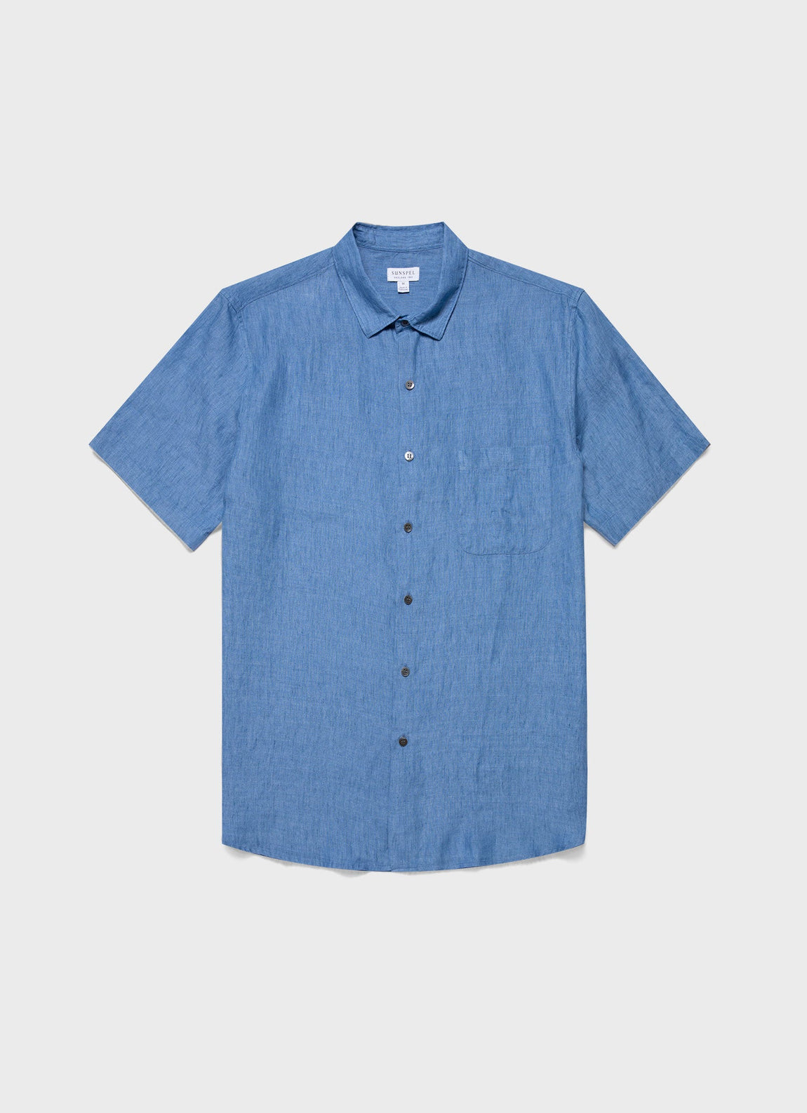 Men's Short Sleeve Linen Shirt in Cool Blue