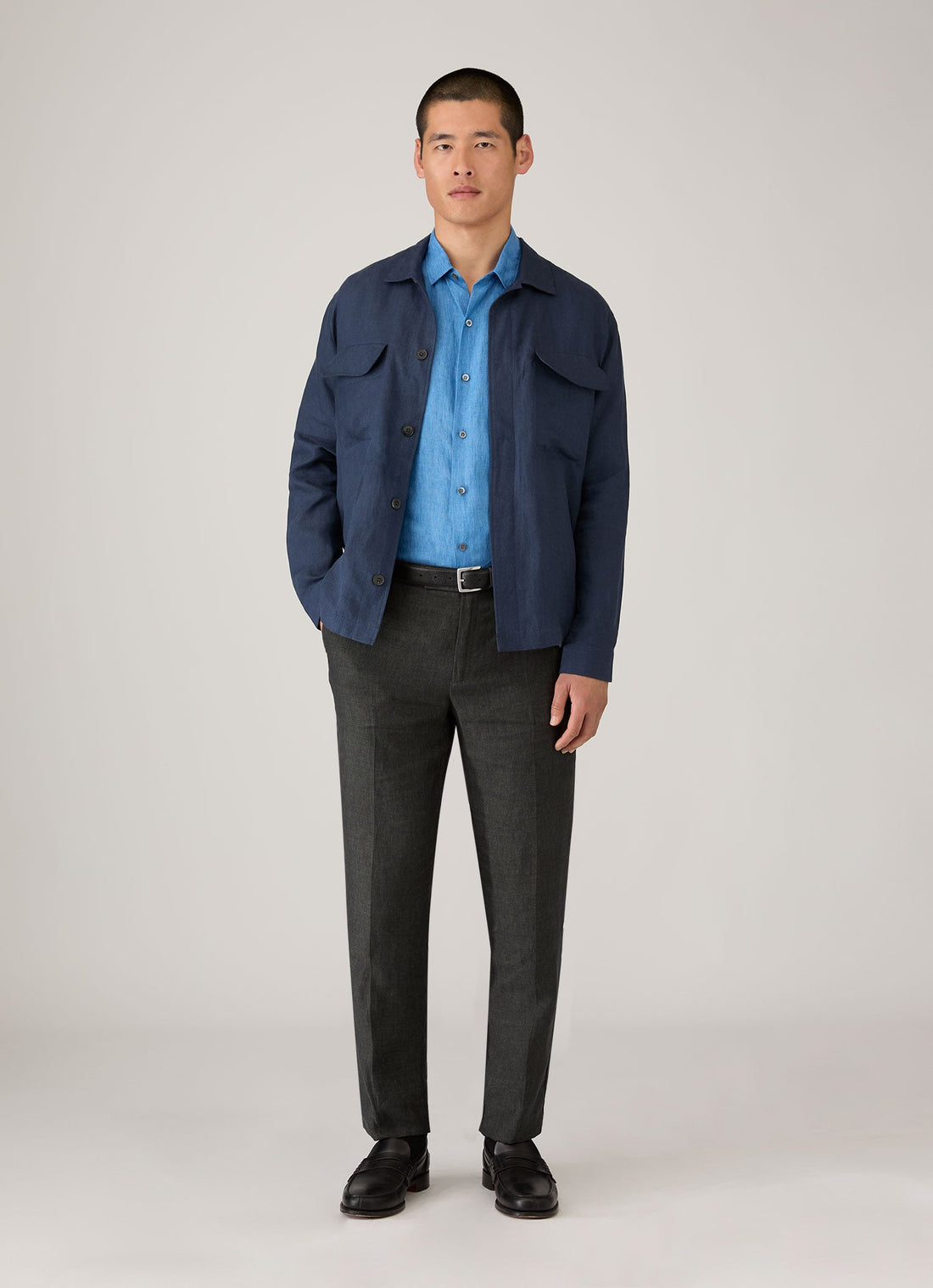 Chemise en lin à manches courtes