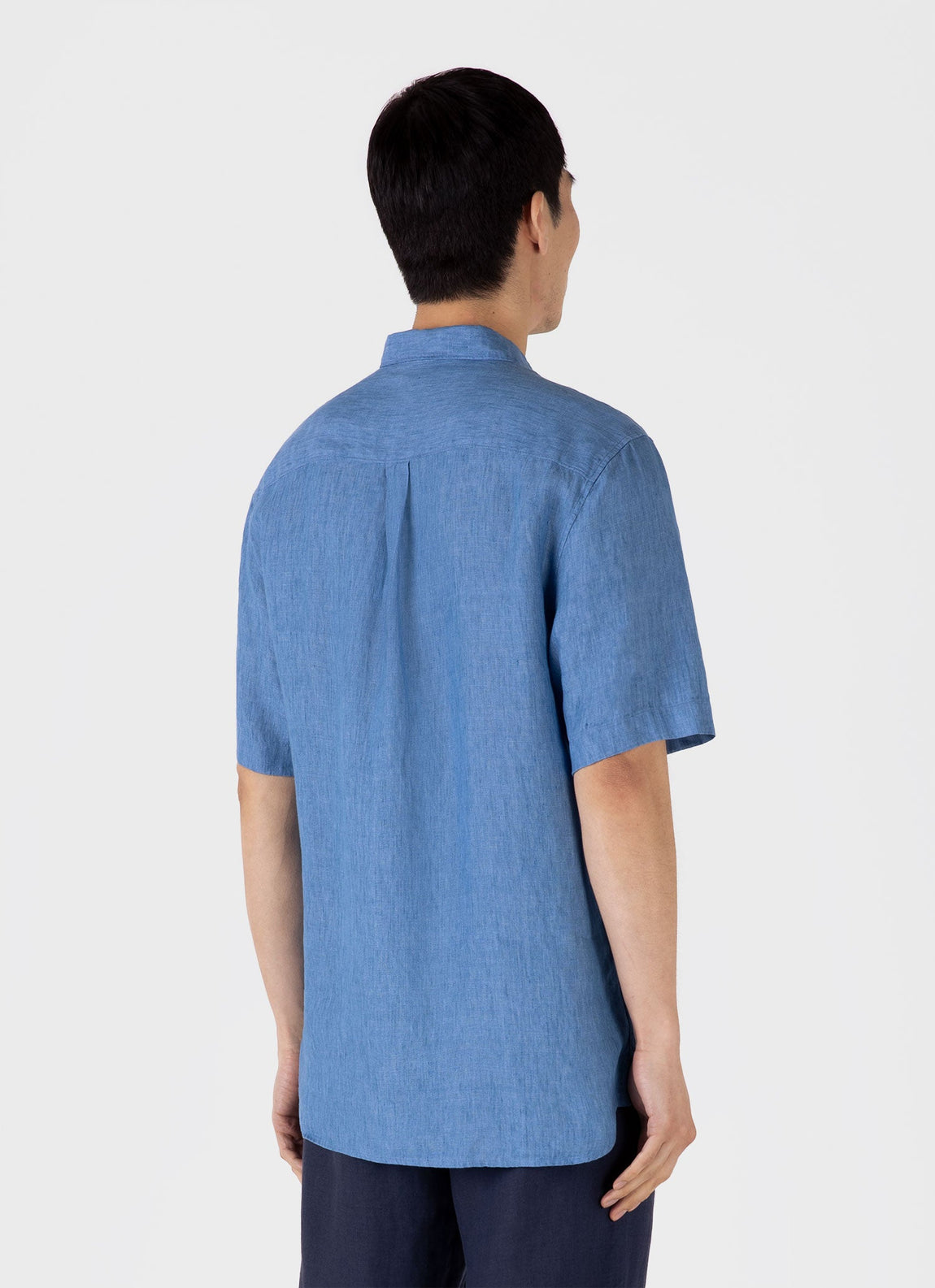 Men's Short Sleeve Linen Shirt in Cool Blue