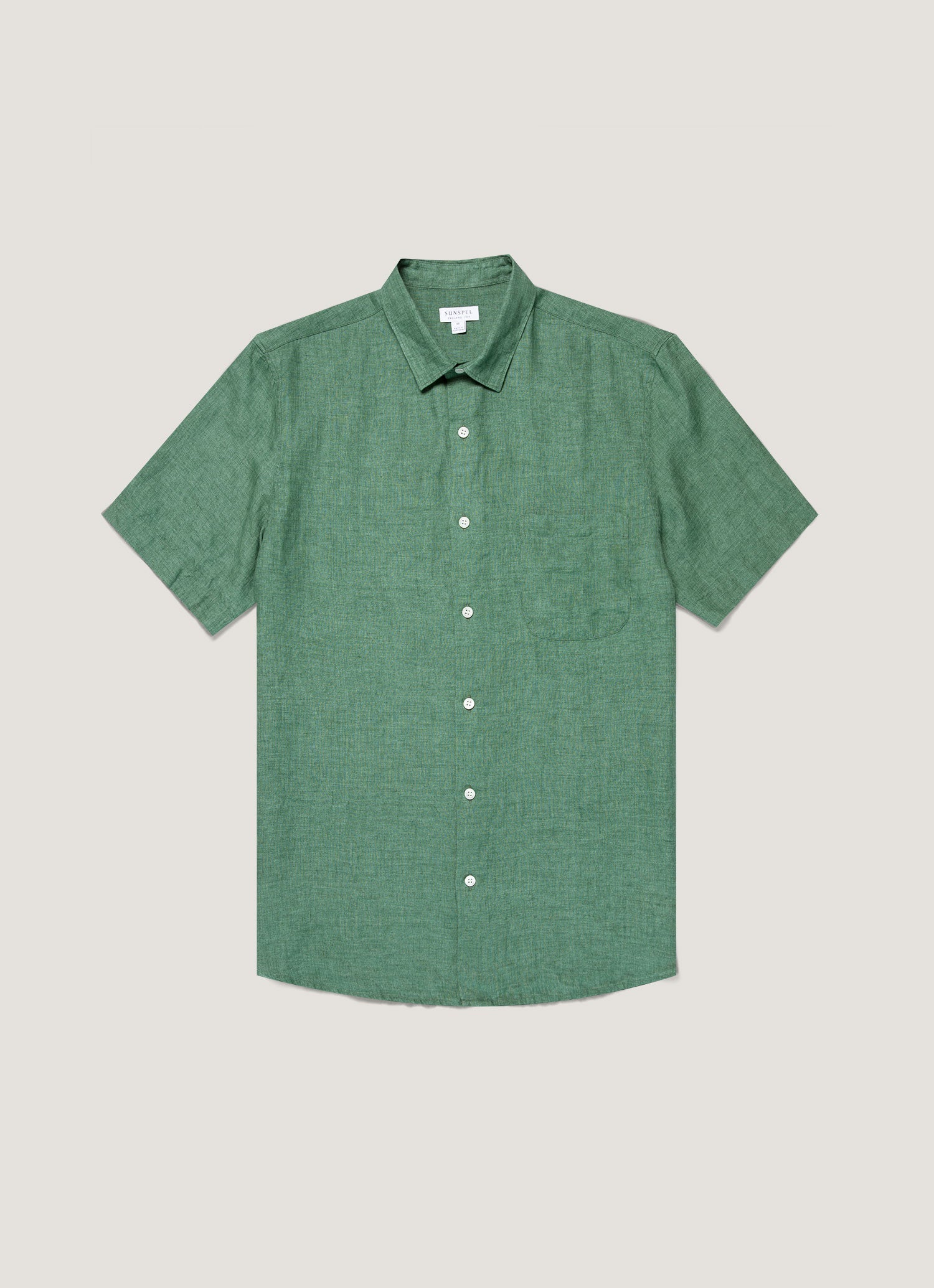 Men's Short Sleeve Linen Shirt in Bright Green