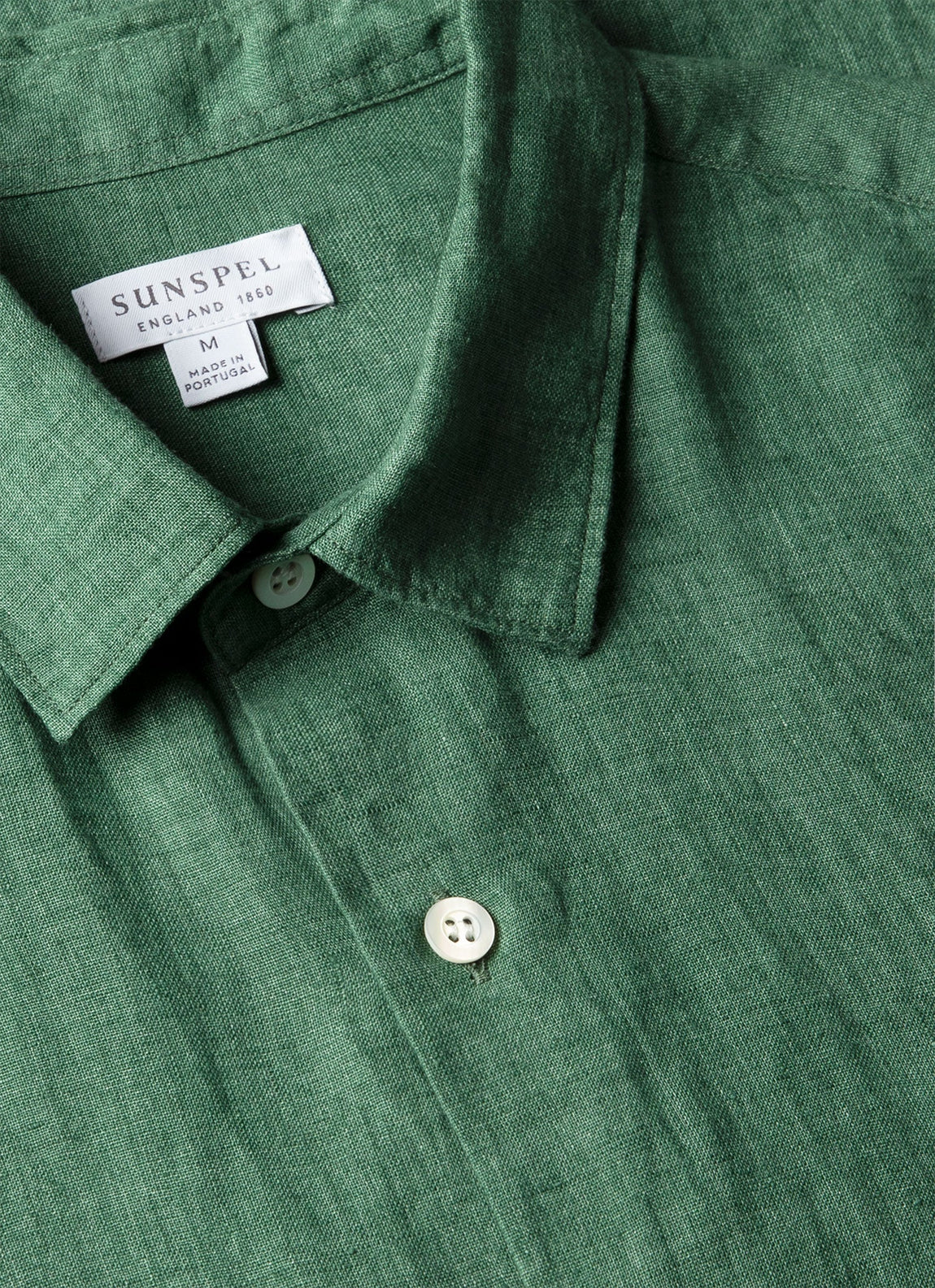 Men's Short Sleeve Linen Shirt in Bright Green