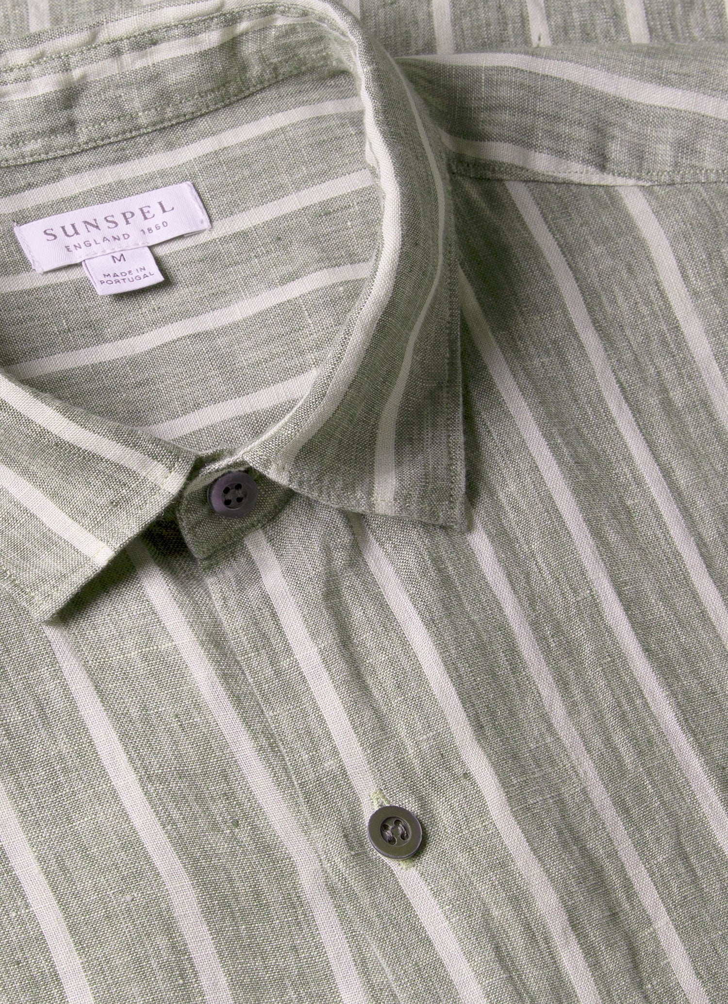 Men's Short Sleeve Linen Shirt in Dusk Green/Ecru