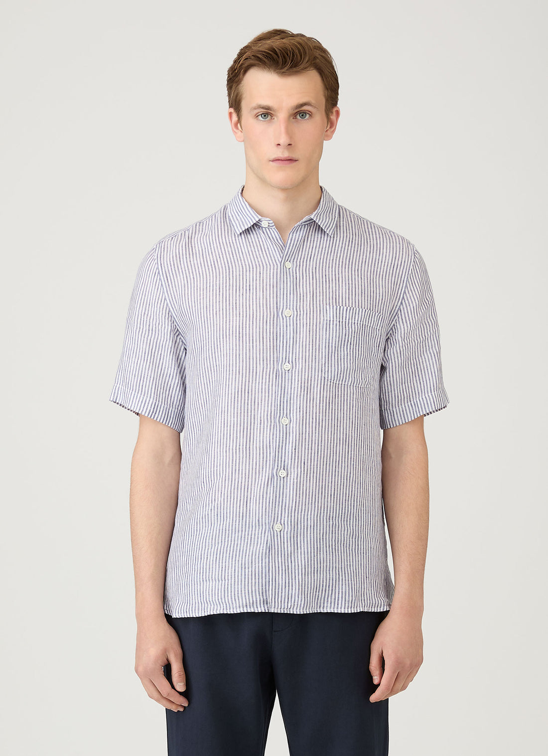 Chemise en lin à manches courtes