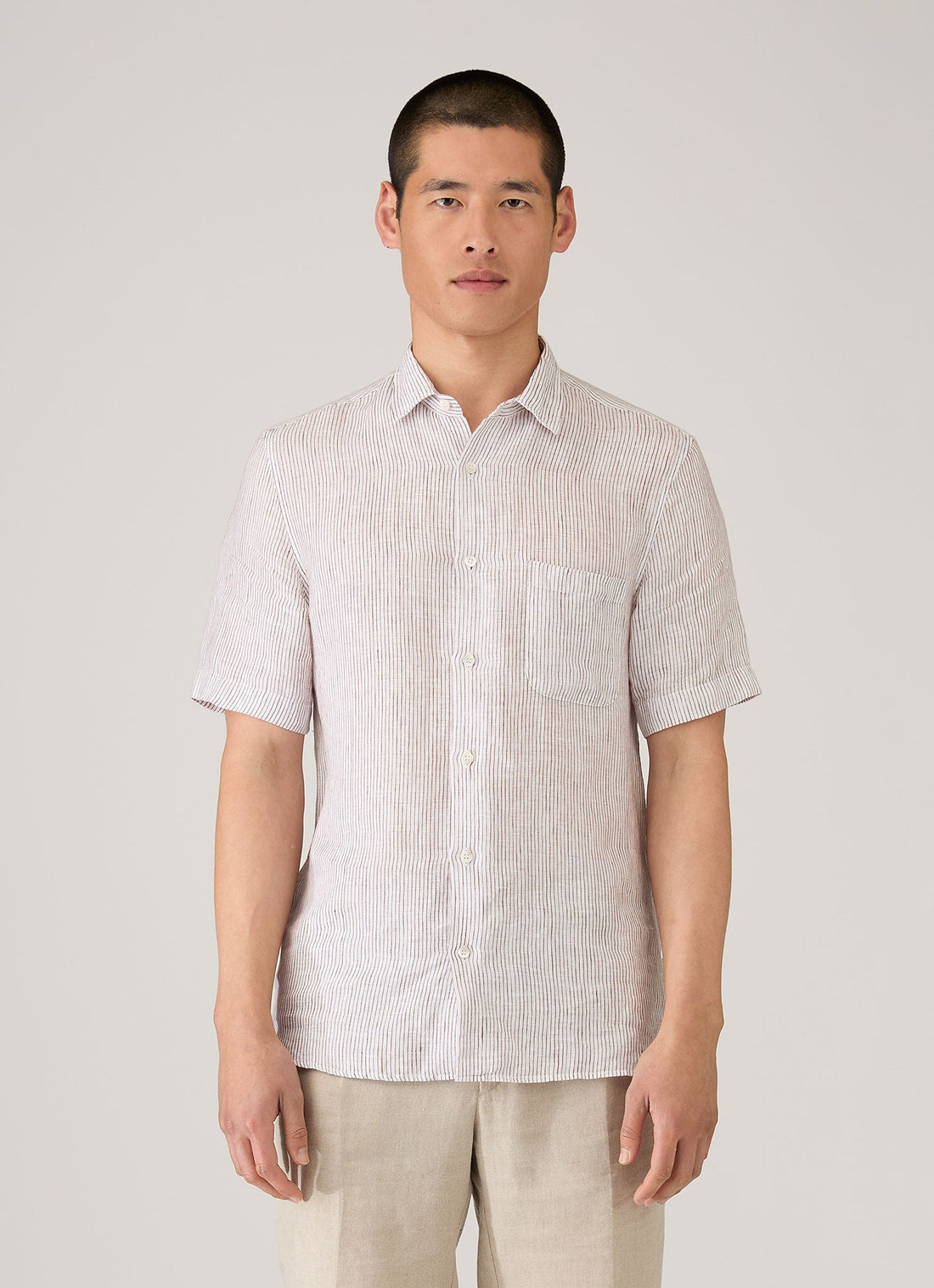 Chemise en lin à manches courtes