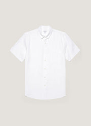 Men's Short Sleeve Linen Shirt in White