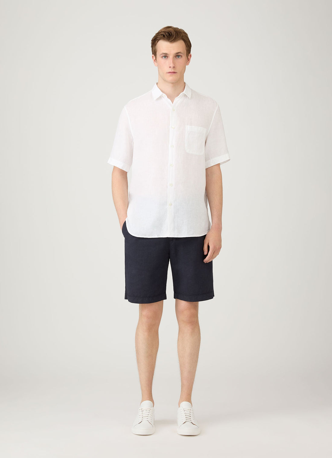 Chemise en lin à manches courtes