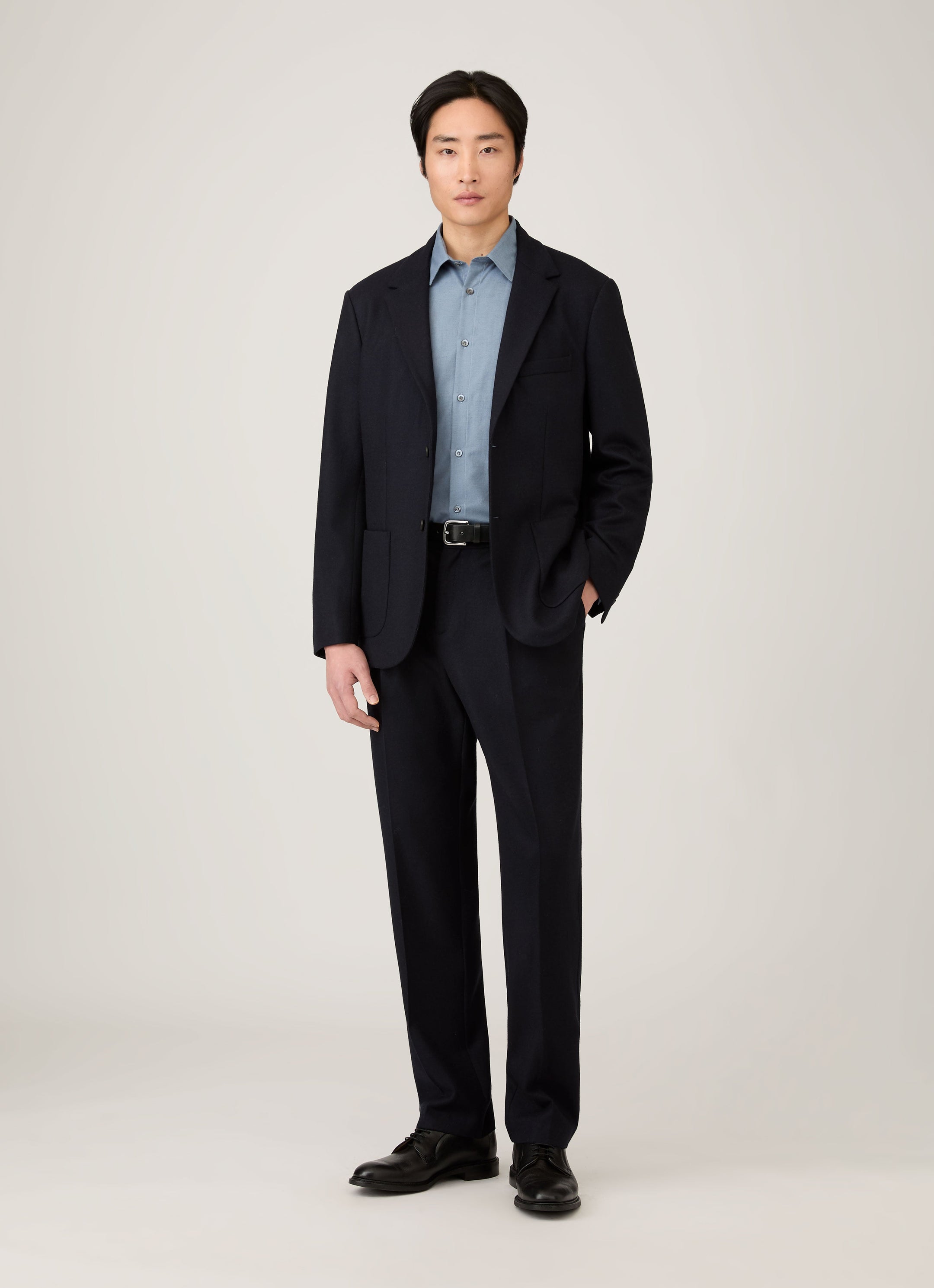 Men's Cotton Cashmere Shirt in Dark Blue