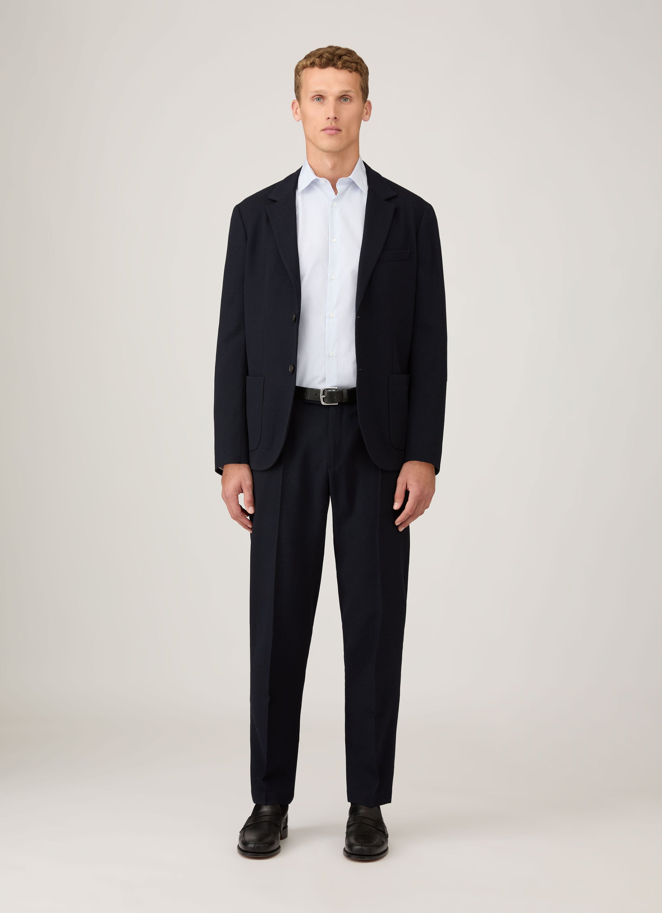 Men's Sea Island Cotton Shirt in Ink Blue