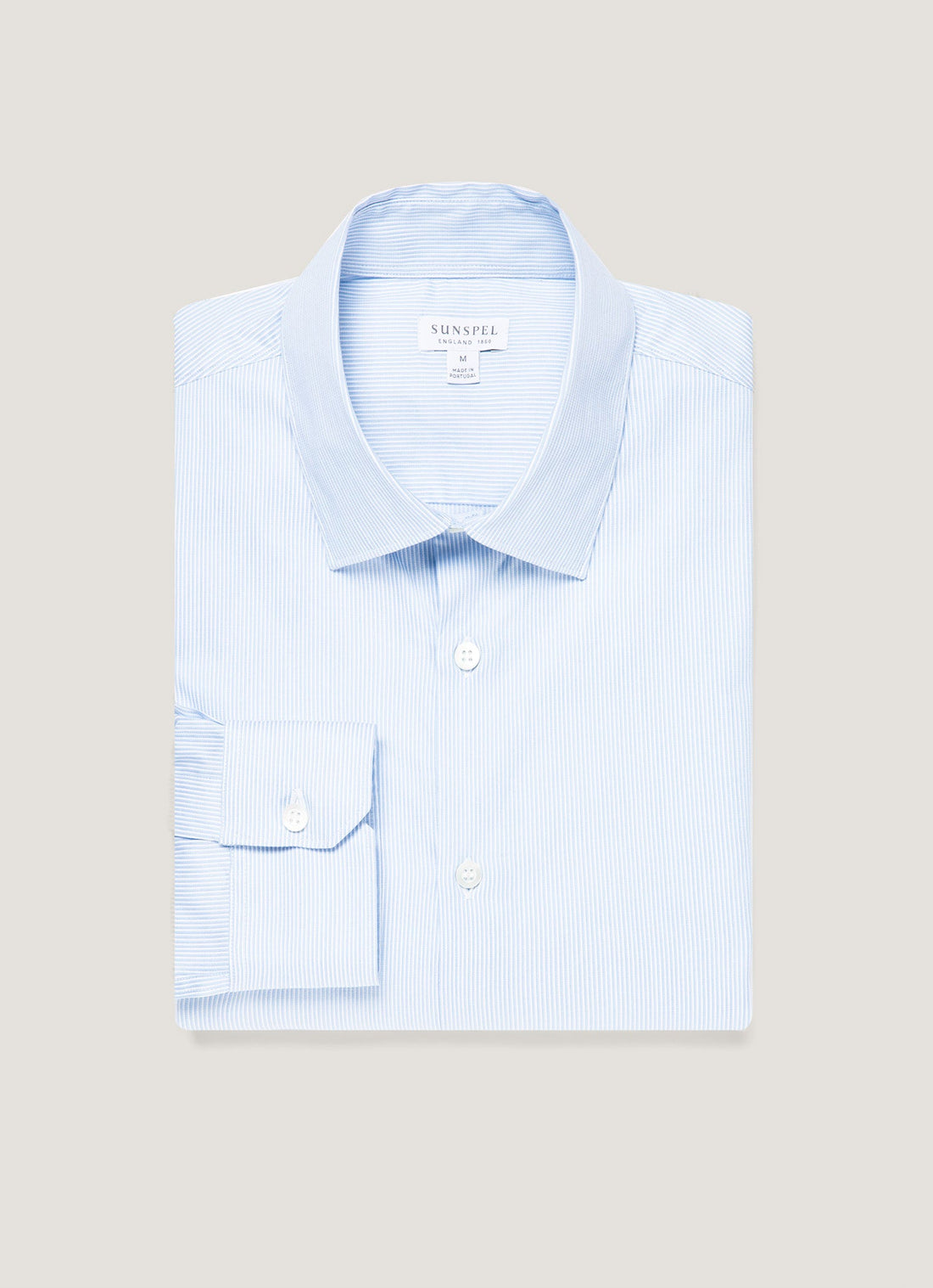 Men's Cotton Stretch Shirt in Light Blue/White