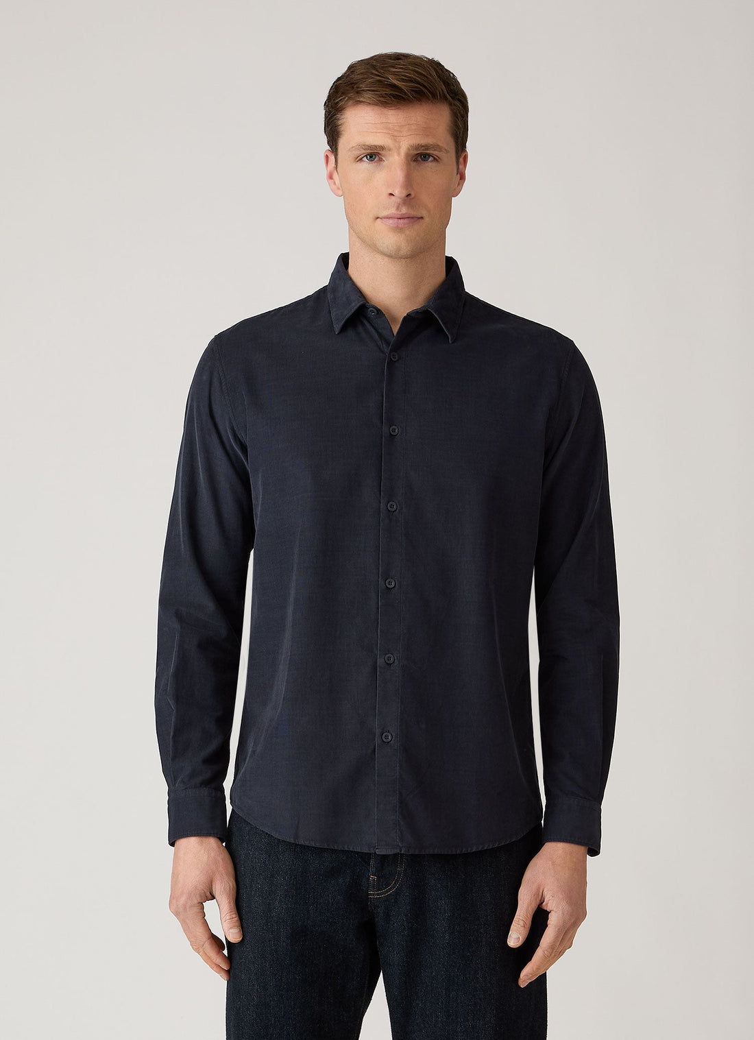 Men's Fine Cord Shirt in Midnight Navy
