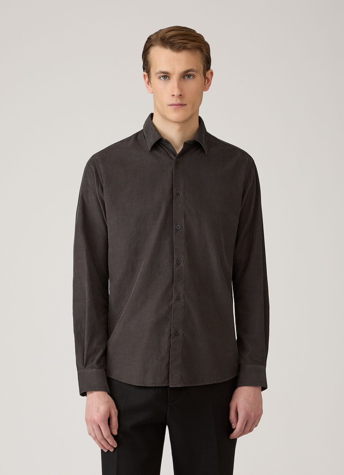 Men's Fine Cord Shirt in Anthracite