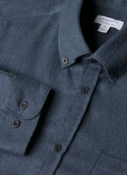 Men's Button Down Flannel Shirt in Selvedge Blue Melange