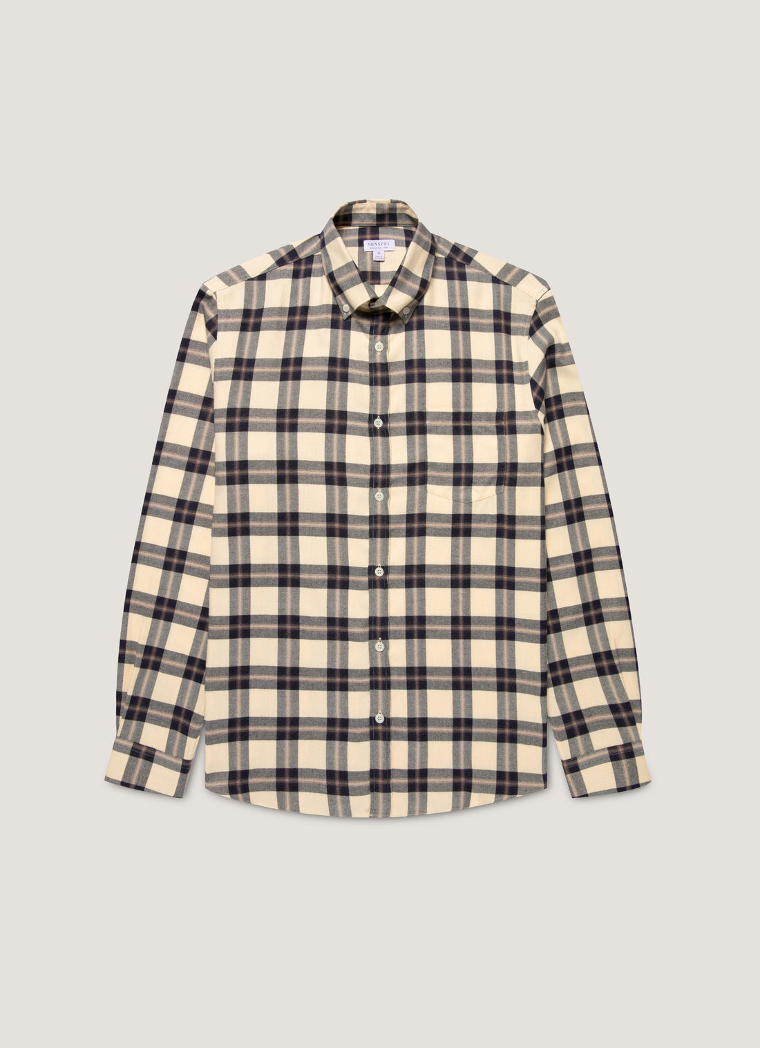 Men's Button Down Flannel Shirt in Truffle Check