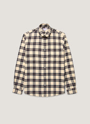 Men's Button Down Flannel Shirt in Truffle Check