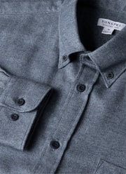 Men's Brushed Cotton Shirt in Light Blue Melange