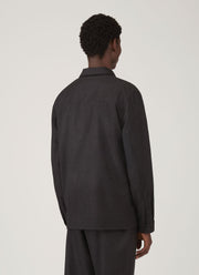 Men's Wool Cashmere Flannel Overshirt in Charcoal Melange