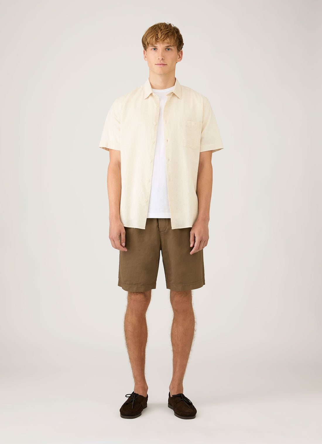 Chemise en coton et lin à manches courtes