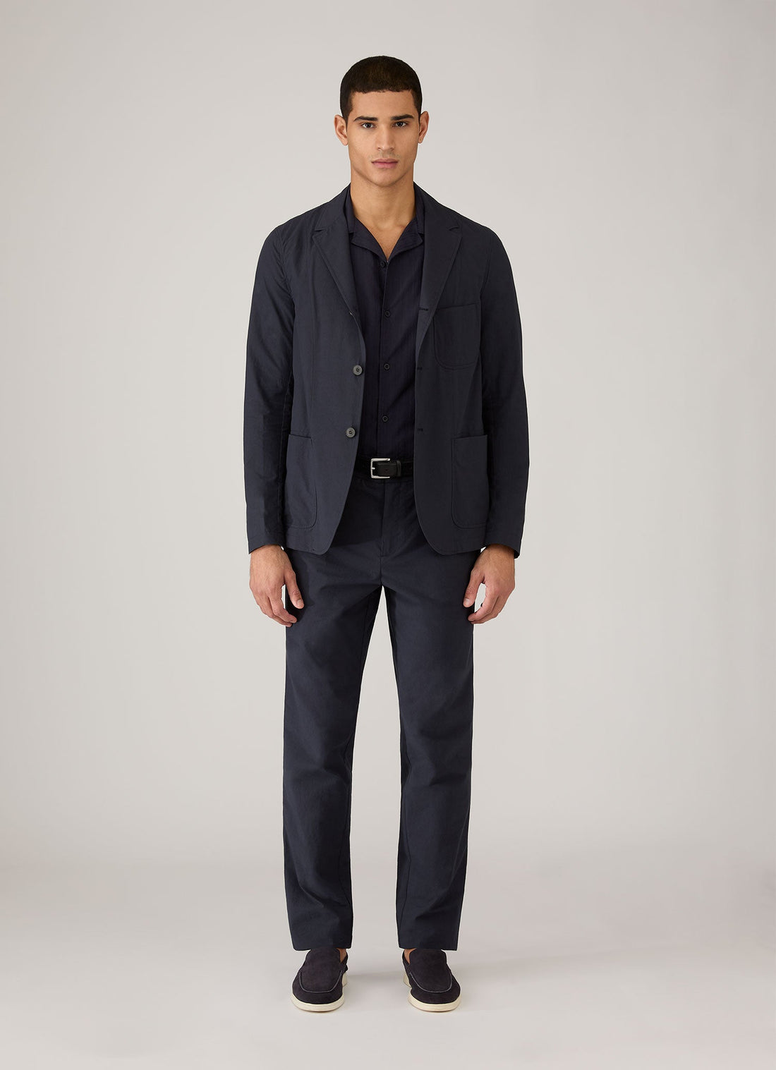 Chemise à rayures texturées et col cubain
