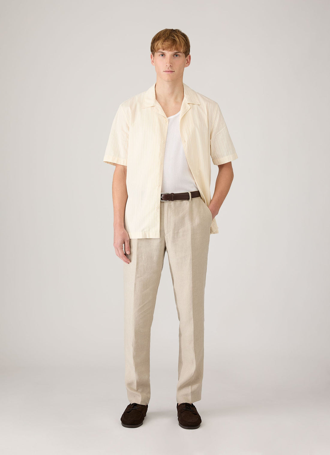 Chemise à rayures texturées et col cubain