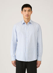 Men's Poplin Shirt in White/Blue/Navy