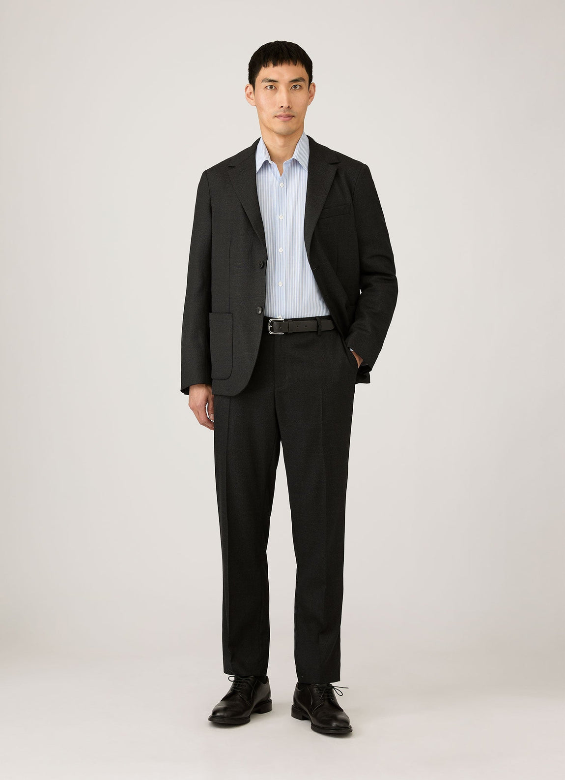 Men's Poplin Shirt in White/Blue/Navy