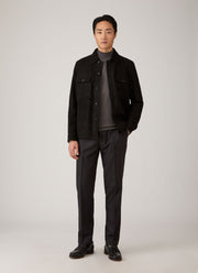 Men's Suede Overshirt in Black