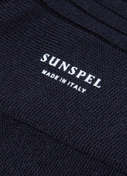 Men's Merino Wool Ribbed Socks in Navy