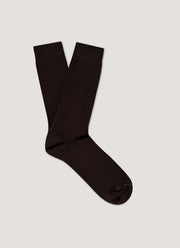 Men's Cotton Ribbed Socks in Truffle