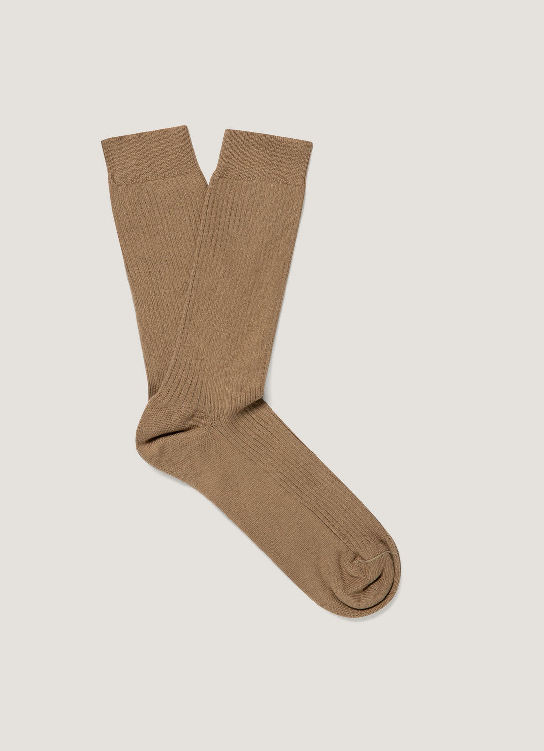 Men's Cotton Ribbed Socks in Dark Beige