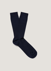Men's Cotton Ribbed Socks in Navy