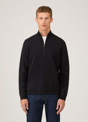 Men's Half Zip Loopback Sweatshirt in Black