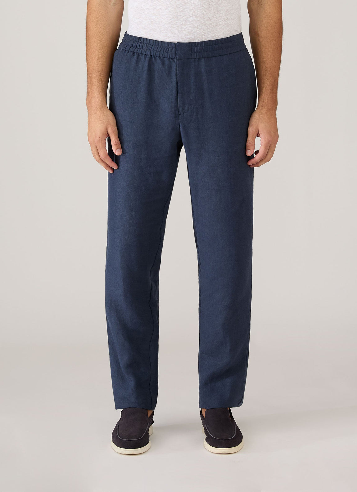 Men's Linen Drawstring Trouser in Light Navy