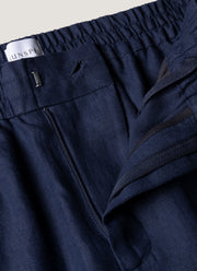 Men's Linen Drawstring Trouser in Light Navy