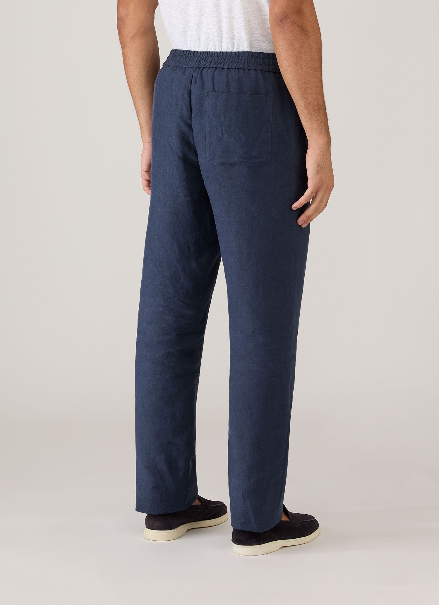 Men's Linen Drawstring Trouser in Light Navy