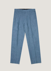 Men's Linen Two-Piece Suit in Soft Denim Melange
