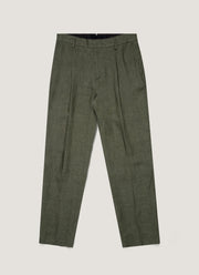 Men's Pleated Linen Trouser in Hunter Green