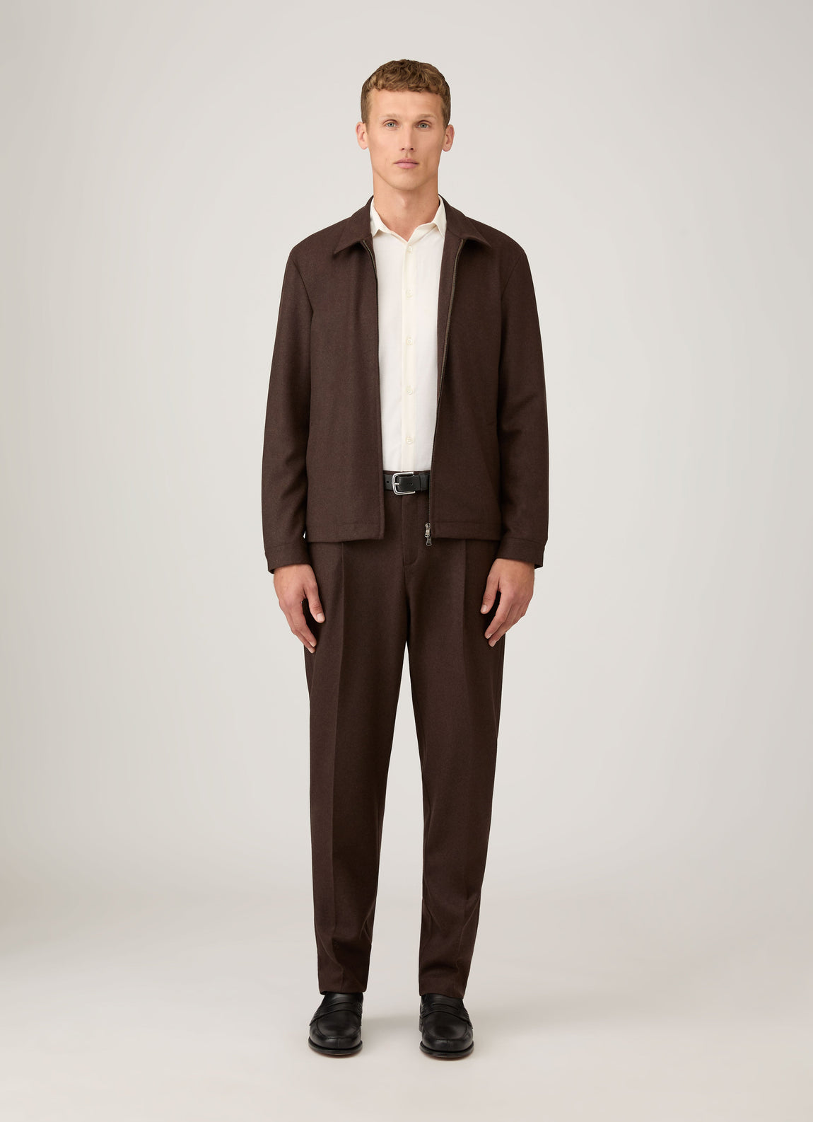 Men's Boiled Wool Trouser in Truffle