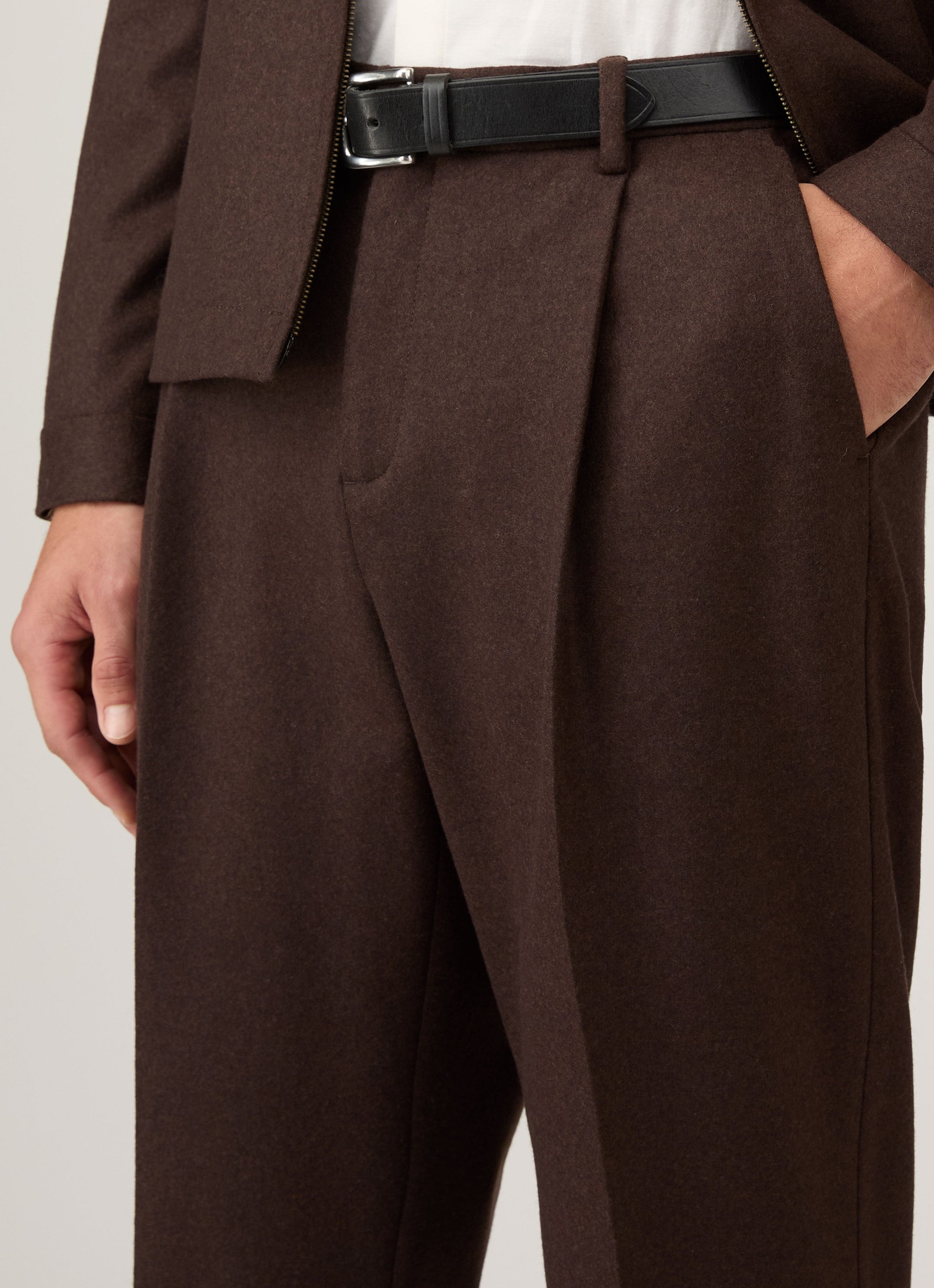 Men's Boiled Wool Trouser in Truffle