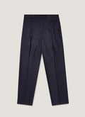 Men's Pleated Wool Twill Trouser in Navy