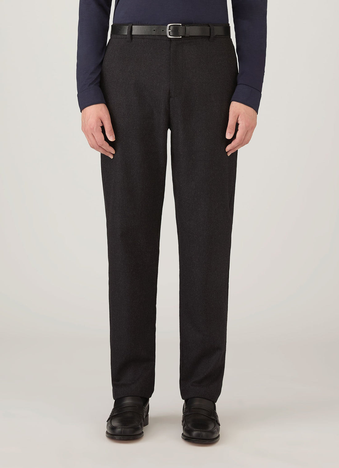 Men's Wool Cashmere Flannel Trouser in Charcoal Melange